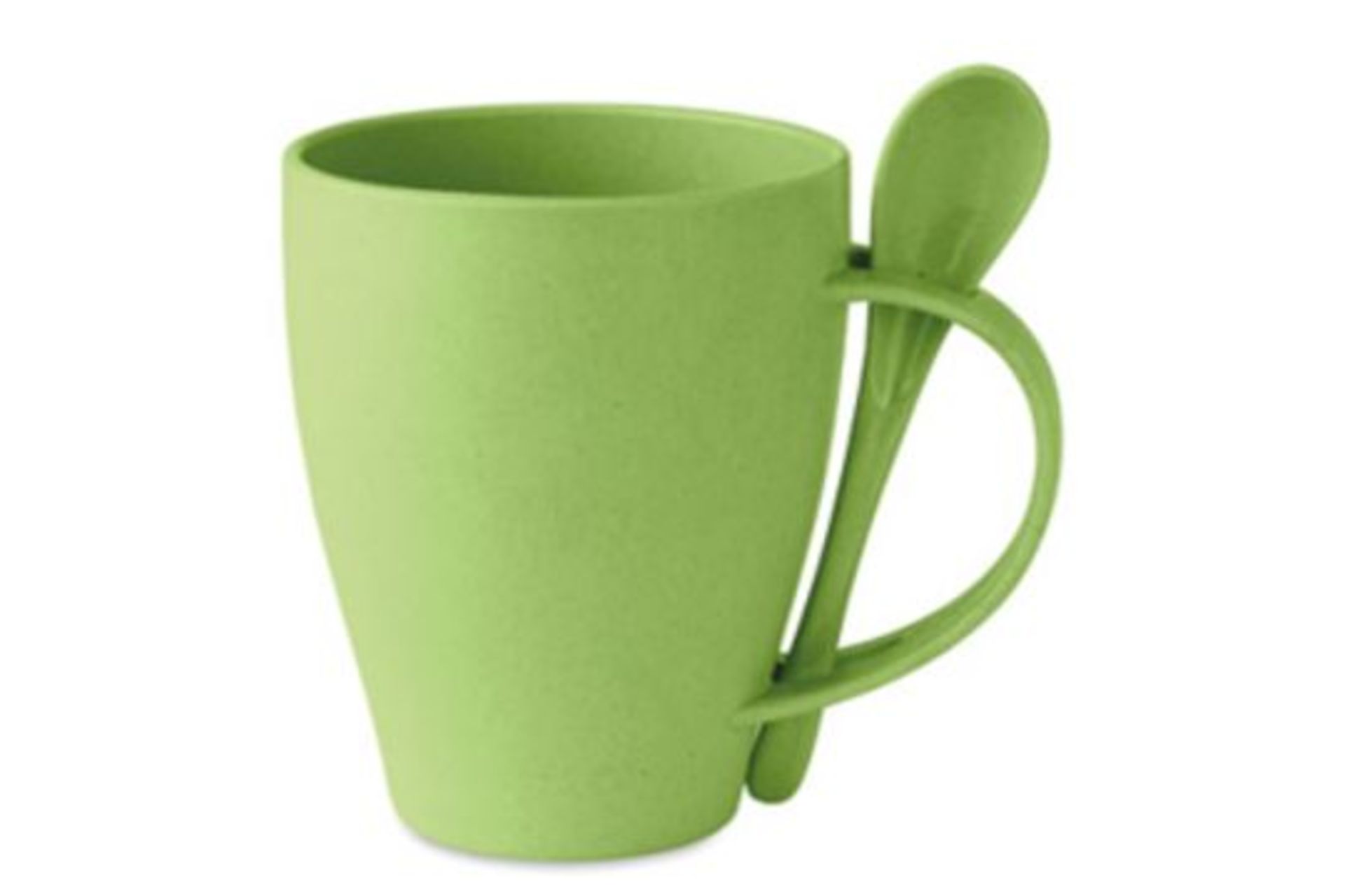 x2 New Green Bamboo Mugs With Spoons