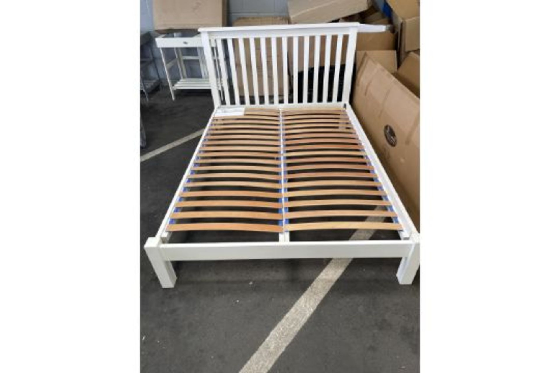 New Dunelm 5ft Kingsize White Solid Wood Bed Frame (3 boxes) - RRP £499.99.