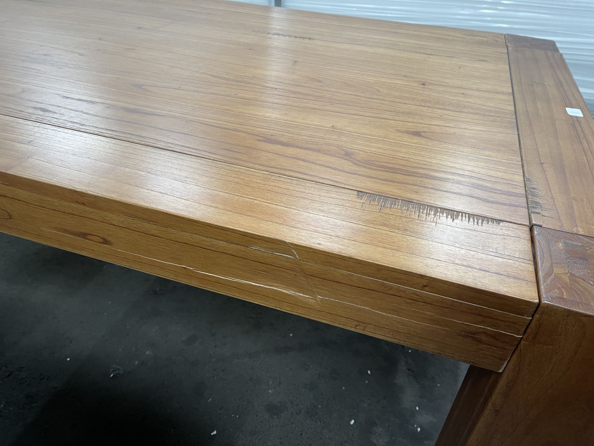 Dunelm Solid Wood Dining Table 180 x 100cm (Damaged Top) - Image 3 of 4