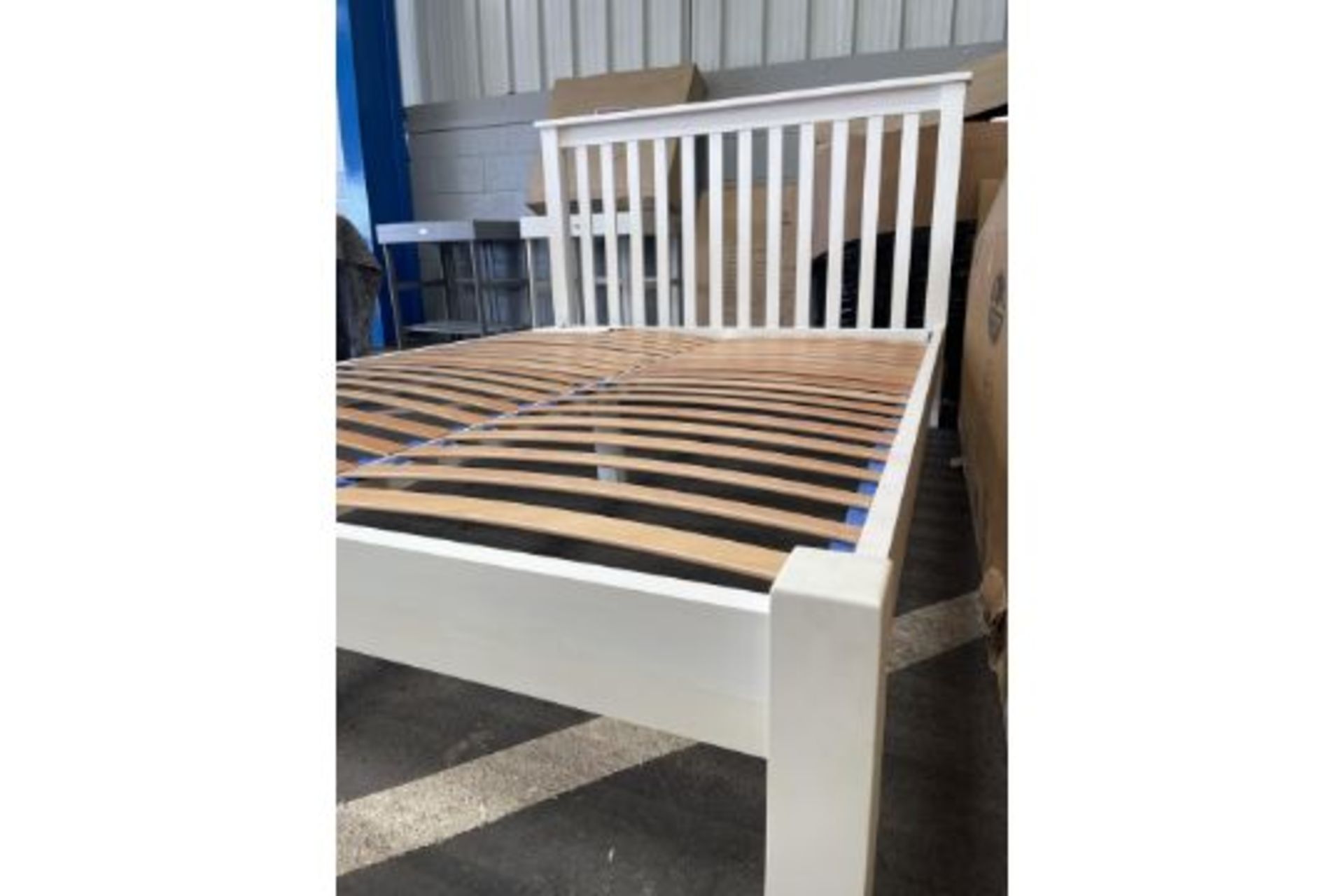 New Dunelm 4ft 6 Double White Solid Wood Bed Frame (3 boxes) - RRP £439.99. - Image 2 of 2