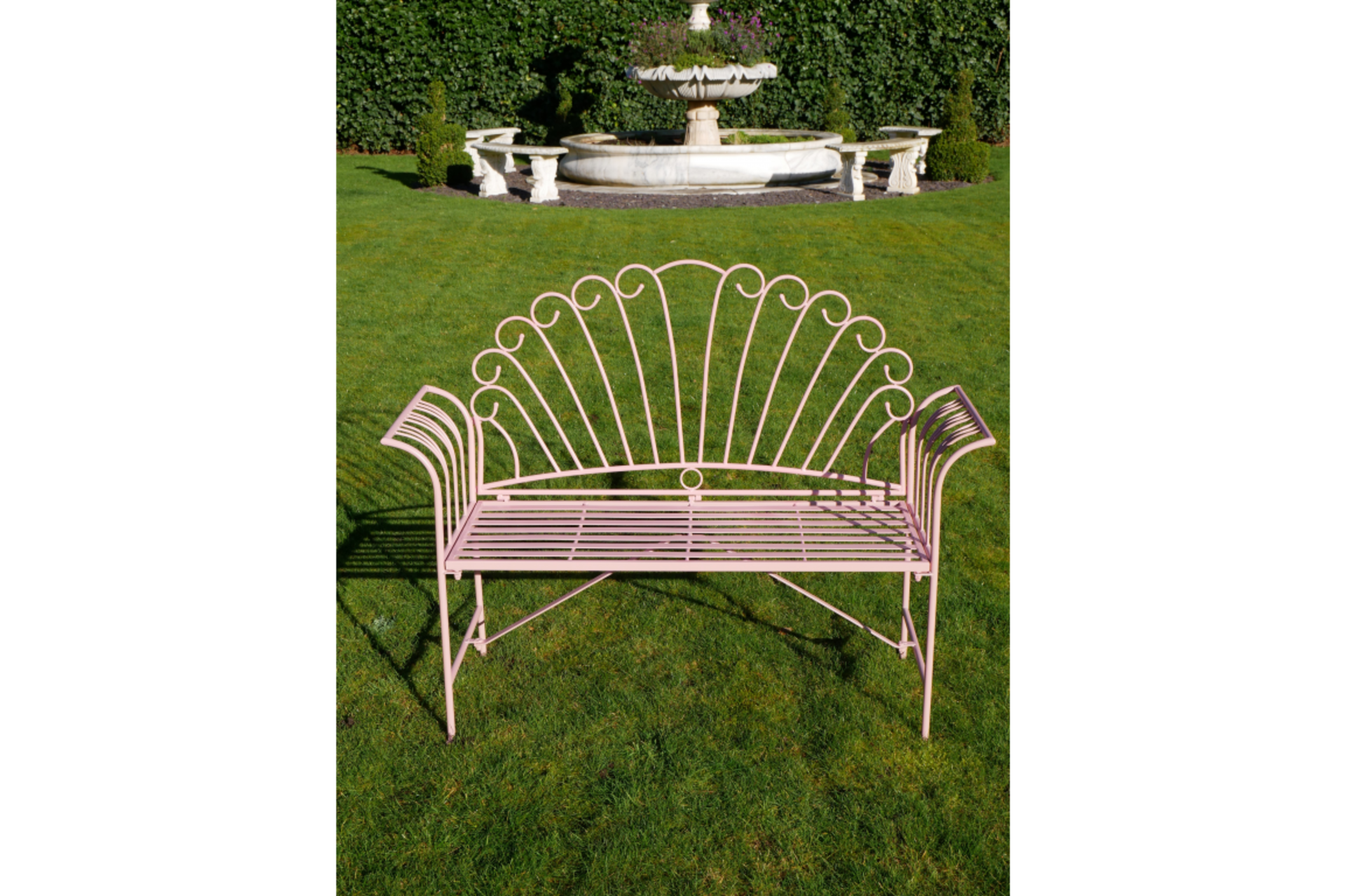 New 125cm Pink Metal Bench