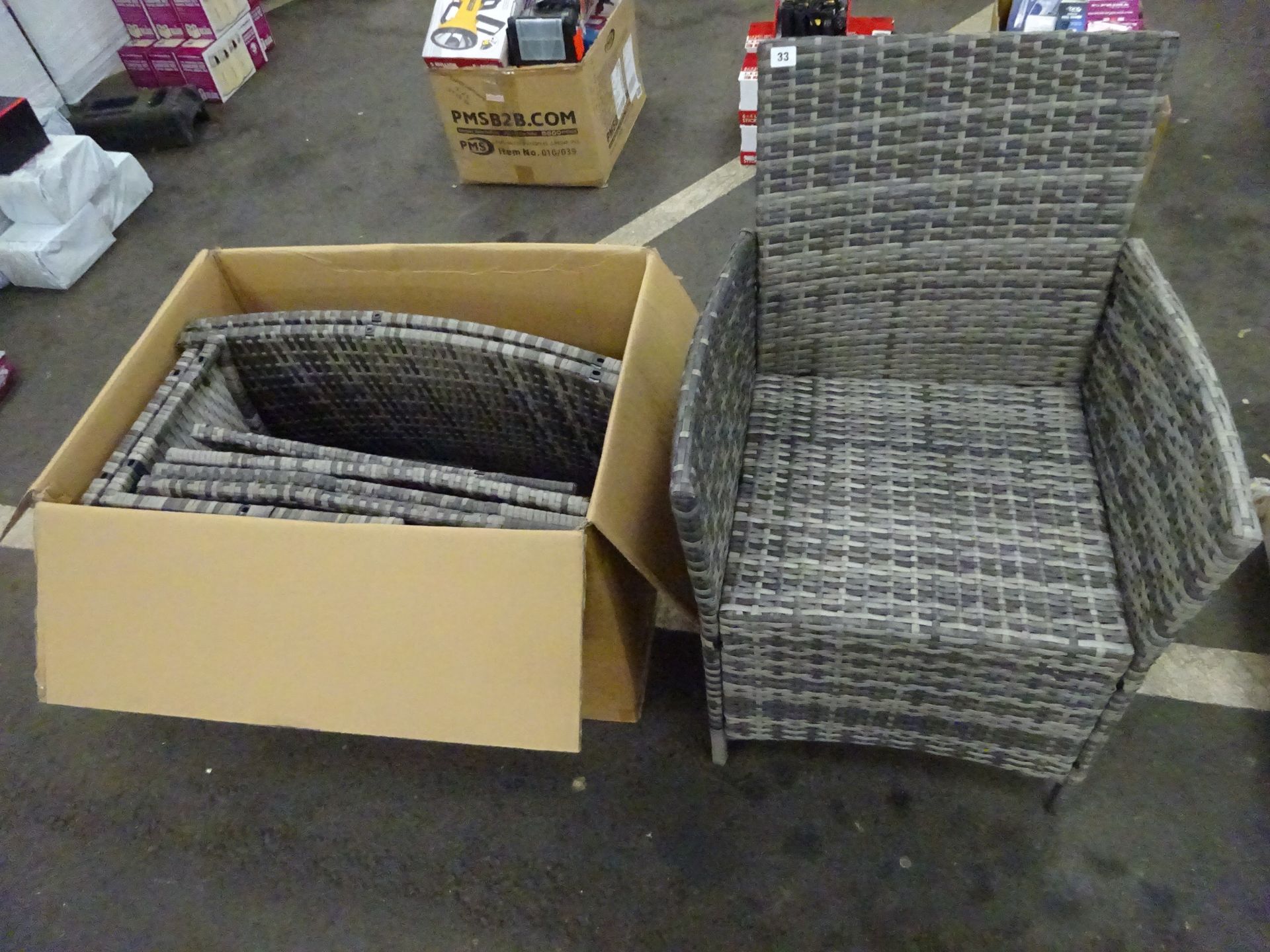 3 GREY RATTAN CHAIRS