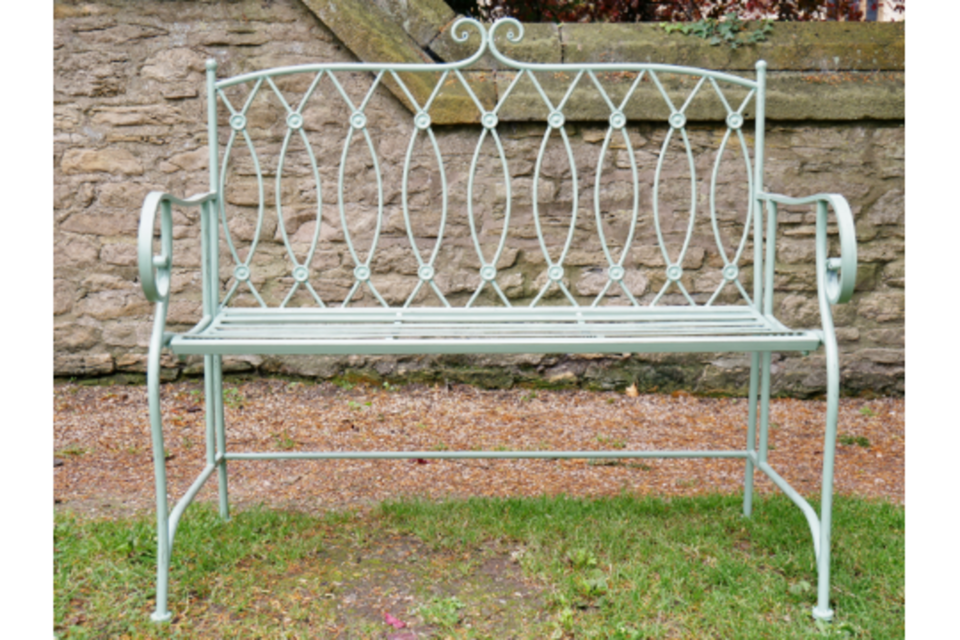 New 105cm Blue Metal Button Bench