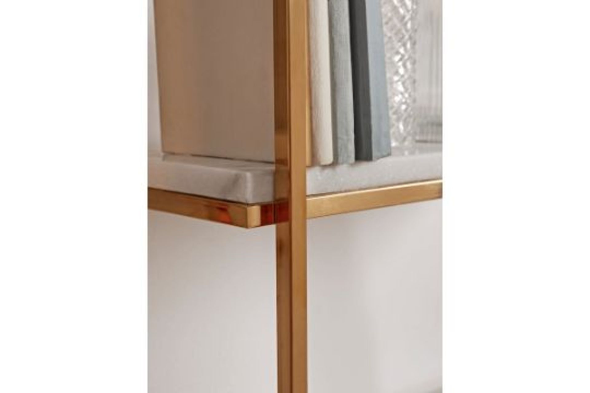 RRP £575 - Two Gold & Marble Half Round Shelves - Image 3 of 3