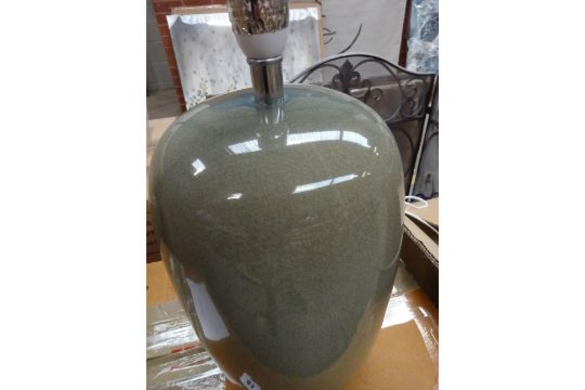 RRP £125 - Taupe Crackle Glaze Table Lamp (Crack On Lamp) - Image 6 of 7