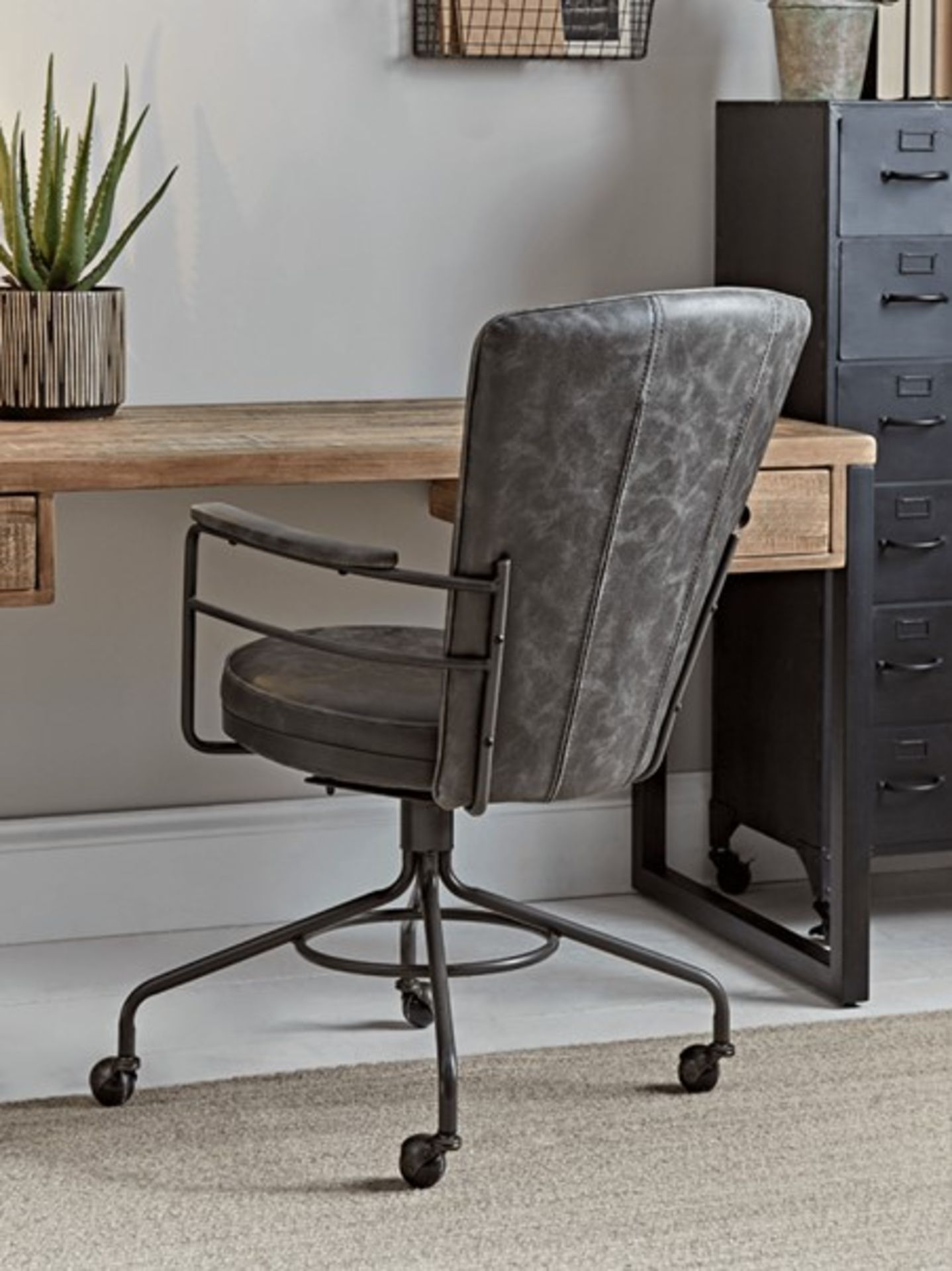 RRP £375 - Industrial Style Office Chair - Grey -(Small Scuff On Arm)