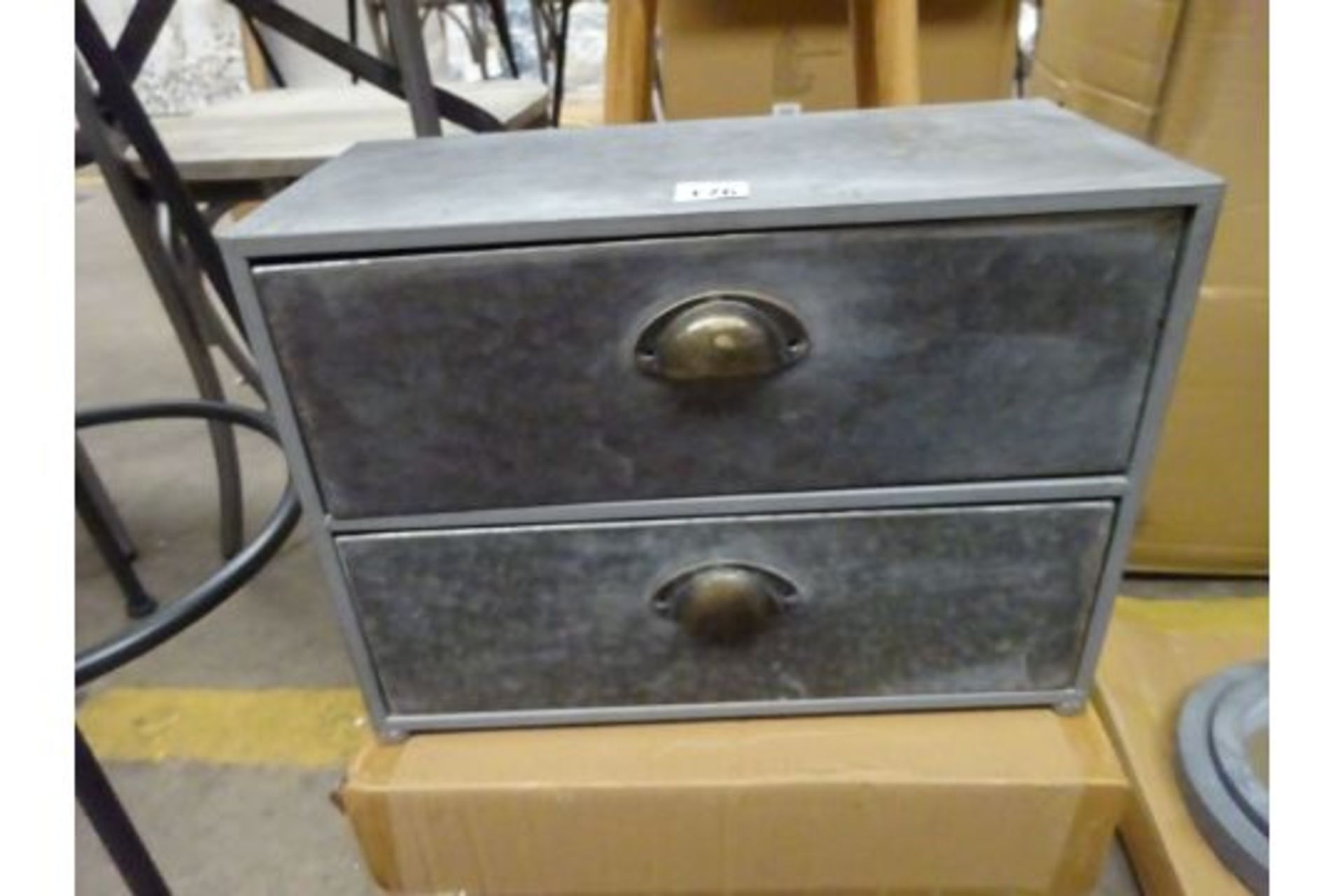 Two Drawer Zinc Storage Unit (Drawers Don’t Close Flush)