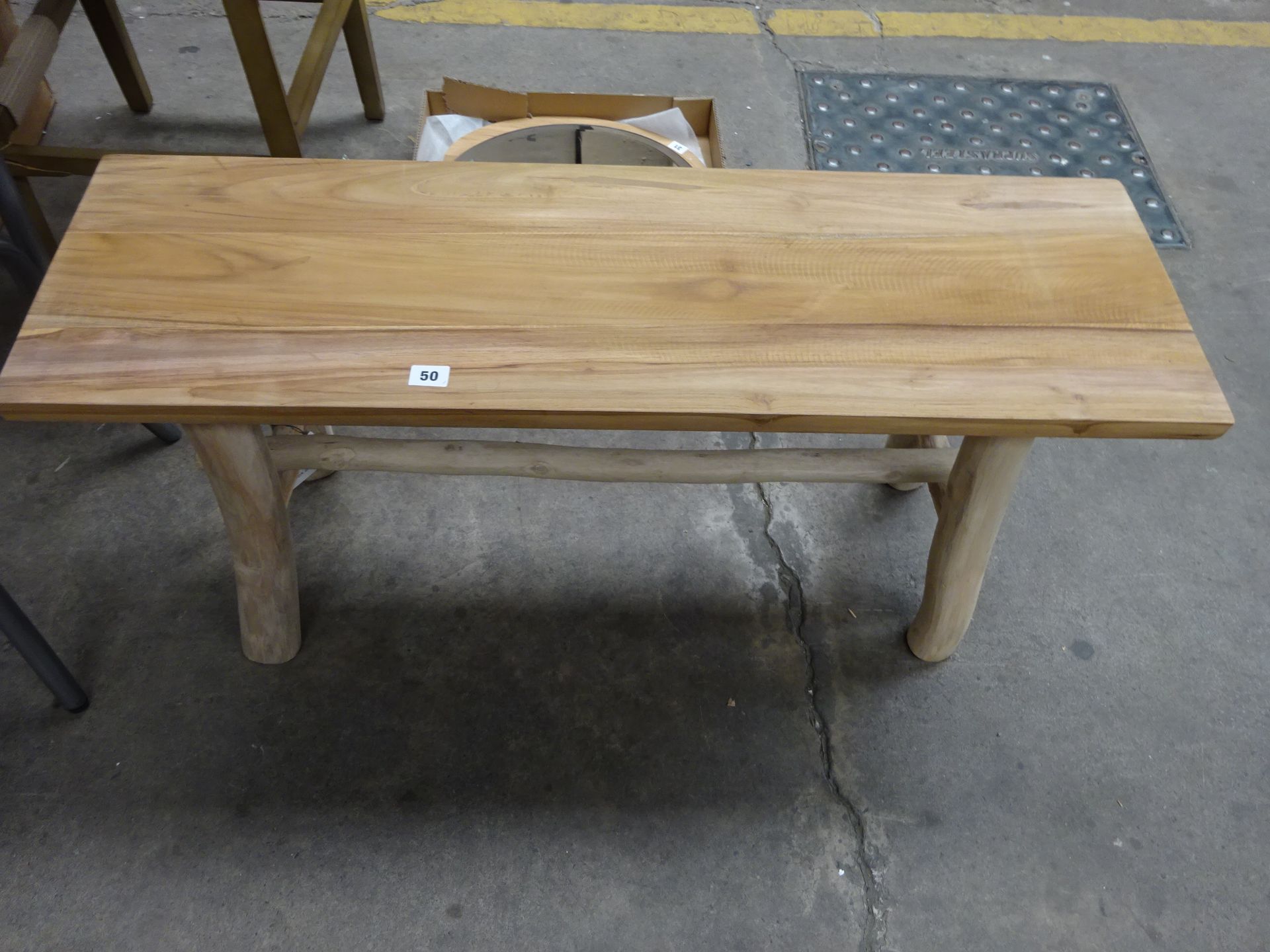 RRP £175 - Rustic Teak Bench (Marked And Wobbly Seat) - Image 4 of 5