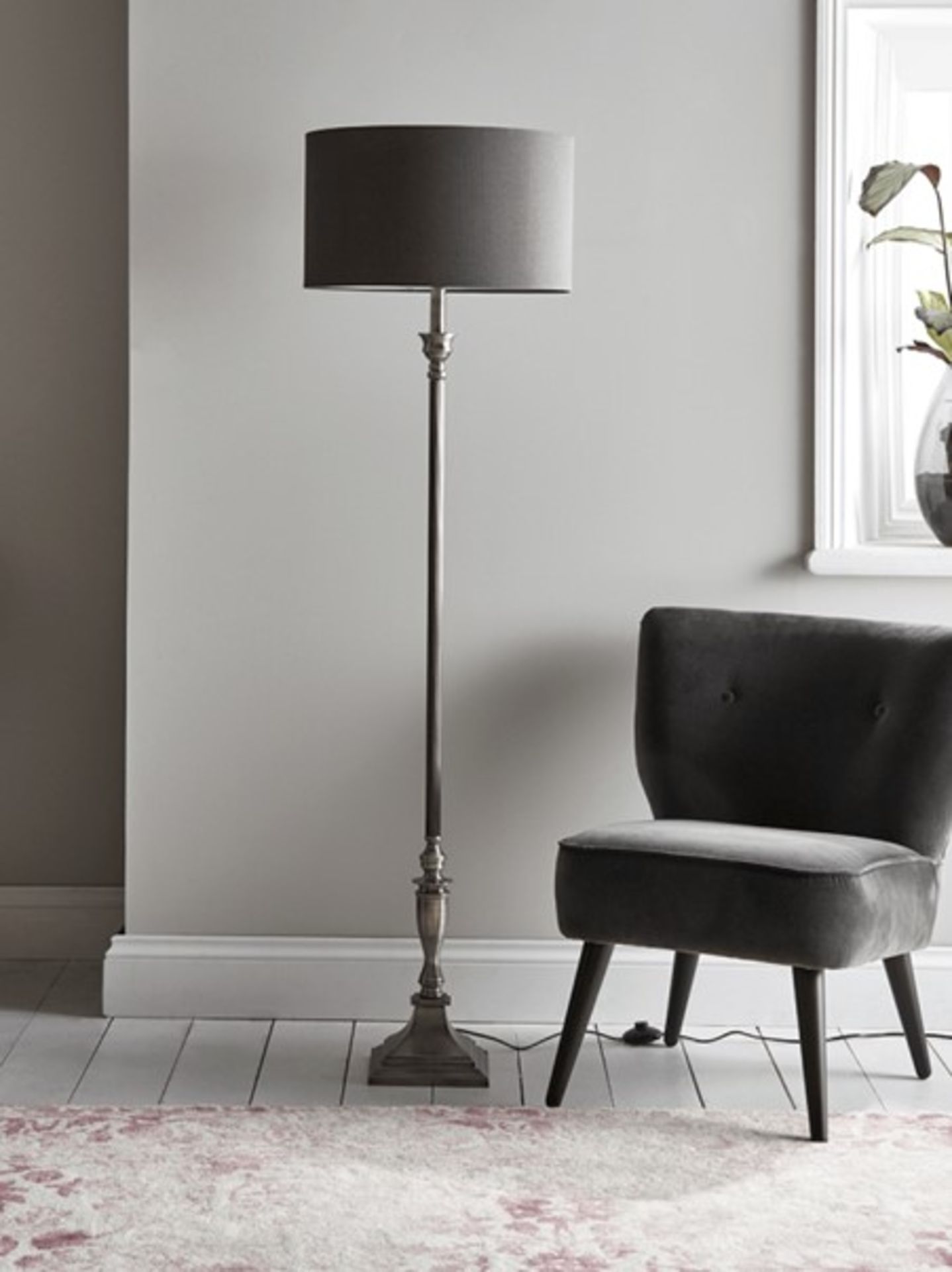 RRP £250 - Antique Silver Floor Lamp (Base Doesn’t Tighten)