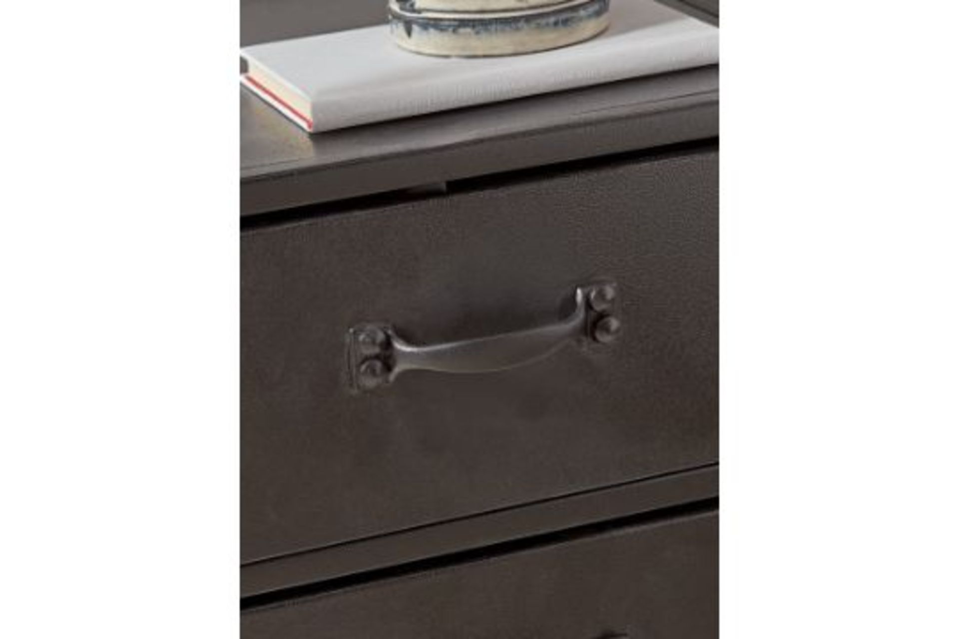 RRP £295 - Industrial Two Drawer Bedside Table (1 Leg Is Bent) - Image 2 of 5