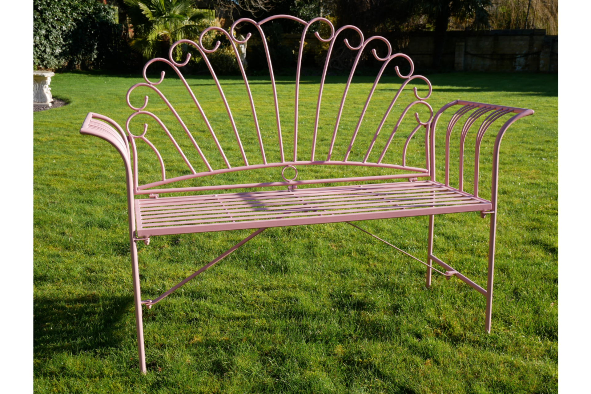 New 125cm Pink Metal Bench - Image 2 of 3