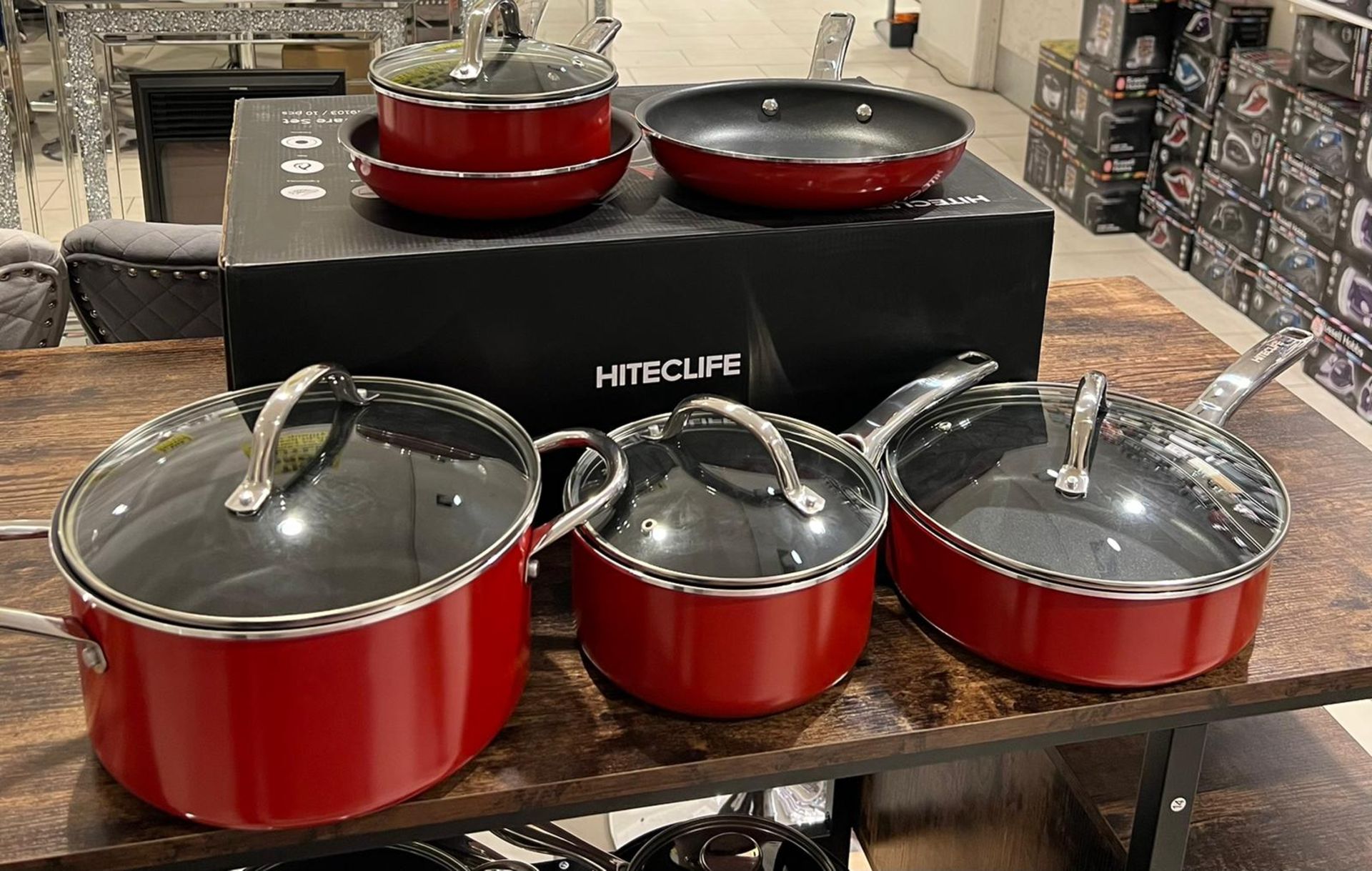 RRP £129.99 - New Red 10pc Pot & Pan Non Stick Induction Cookware Set - Image 2 of 4
