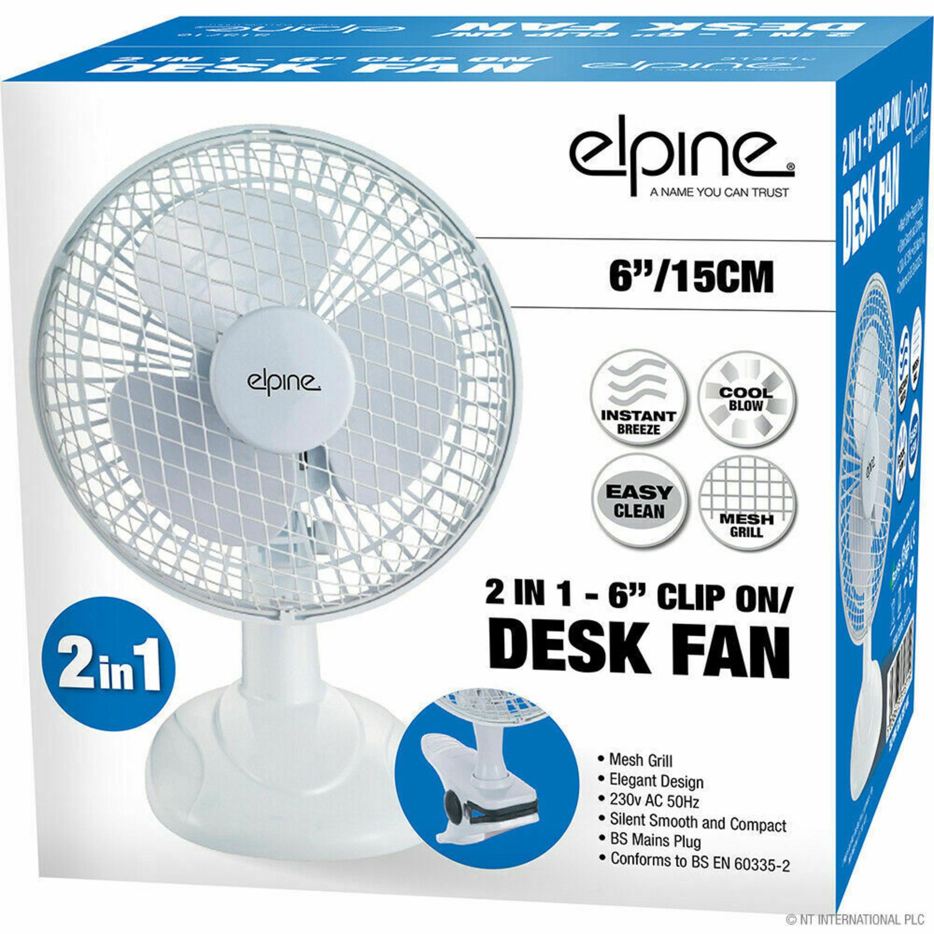 New 6" 2 In 1 Desk Fan With Clip Attachment - Image 2 of 2