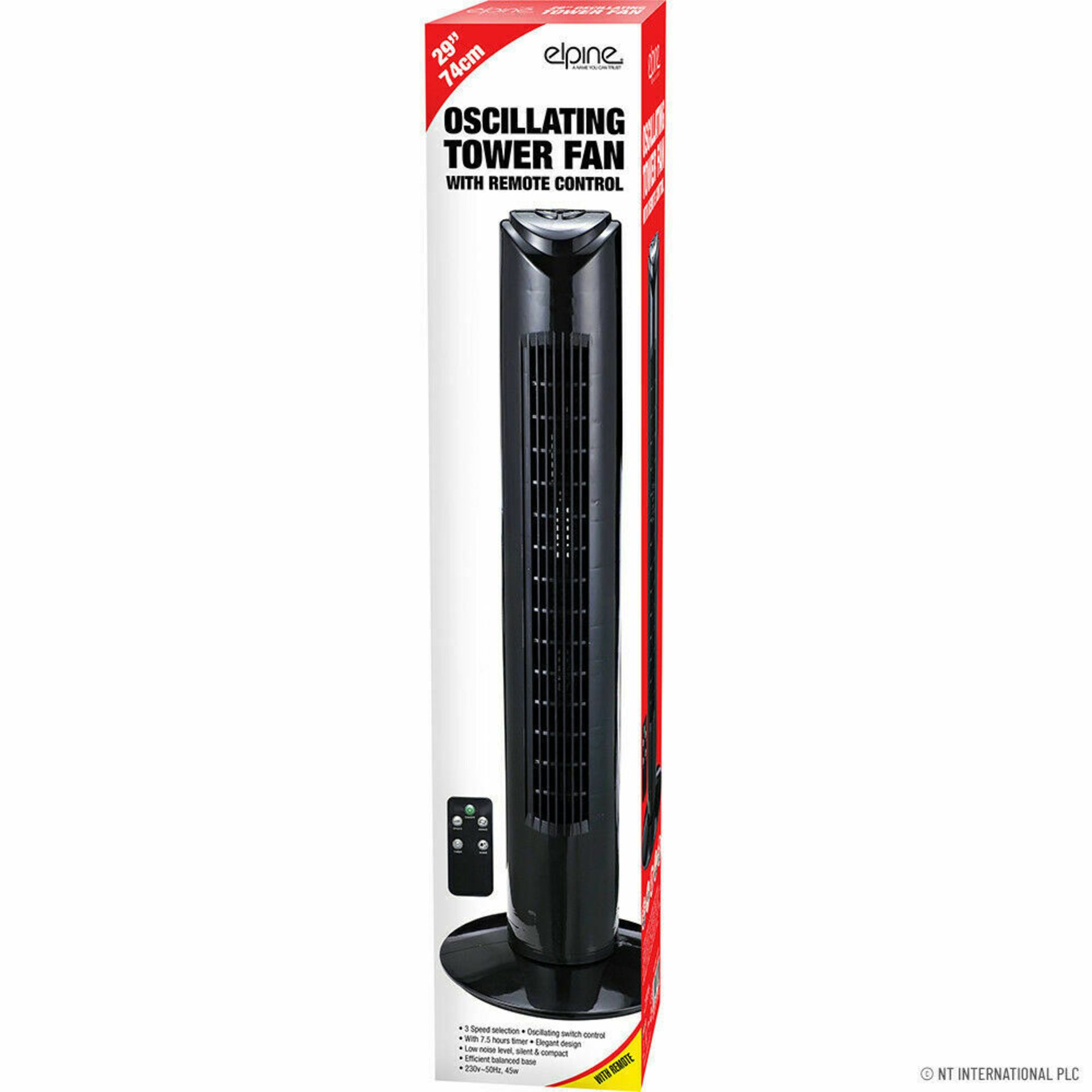 New 79cm Black Oscillating Tower Fan With Remote With 3 Speeds.