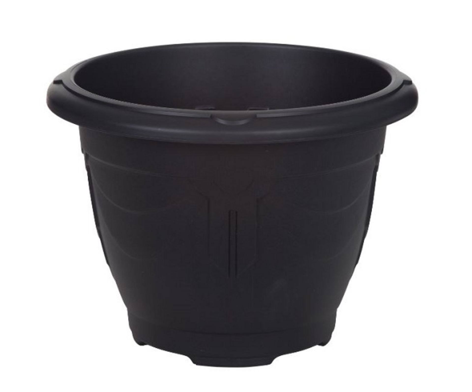 x 2 Black Round Venetian Pot Decorative Plastic Garden Flower Planter Pot 24cm