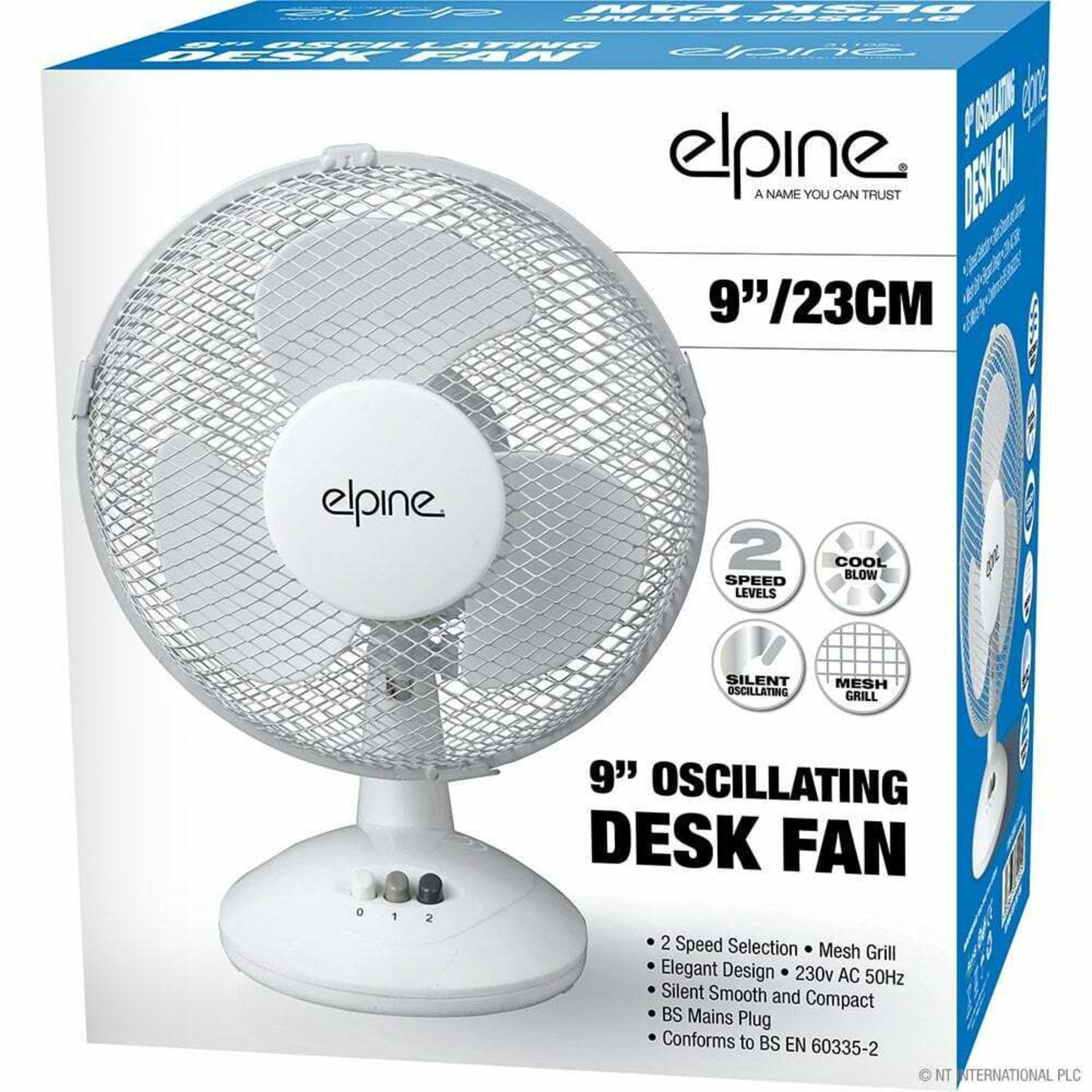 New 9" 23cm Oscilating Desk Fan - Image 2 of 2