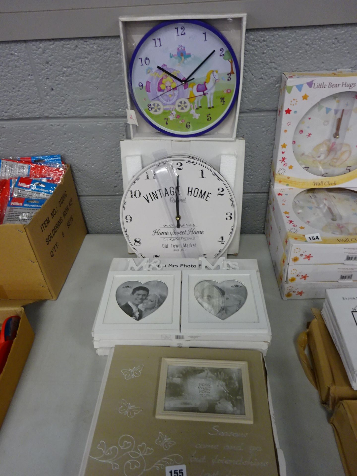 QTY OF PICTURE FRAMES & 2 WALL CLOCKS
