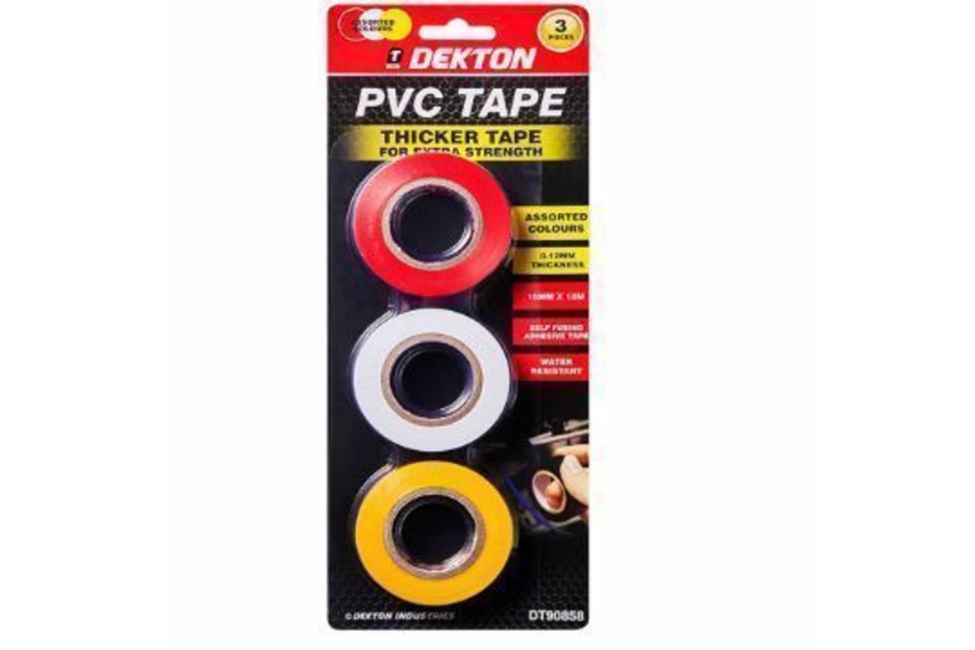 x2 Pack of 3 Dekton Coloured Insulation Tape (6 rolls)
