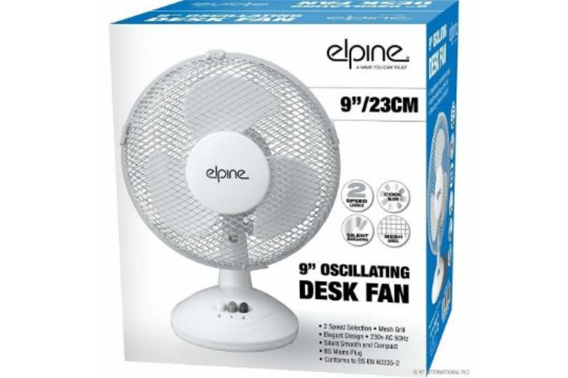 New 9" 23cm Oscilating Desk Fan - Image 2 of 2