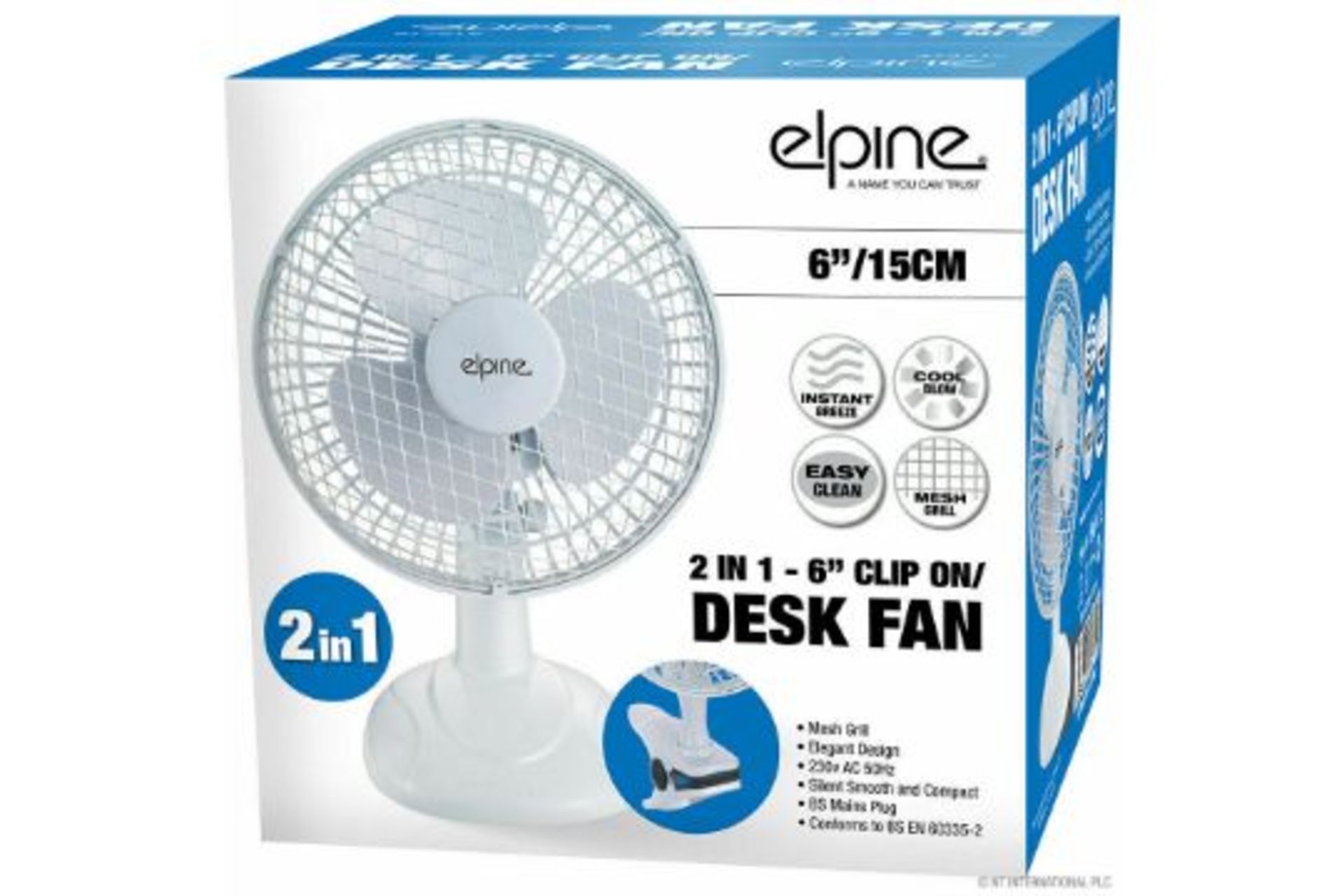 New 6" 2 In 1 Desk Fan With Clip Attachment - Image 2 of 2