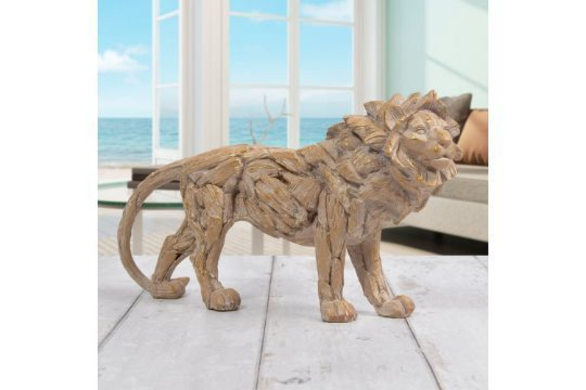 New Driftwood Lion Figure