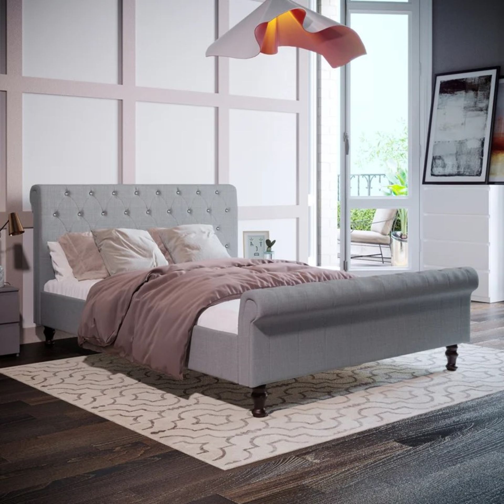 RRP £299.99 - 5FT Kingsize Unger Upholstered Bed Frame. COLLECTION OR LOCAL DELIVERY ONLY WITHIN 1