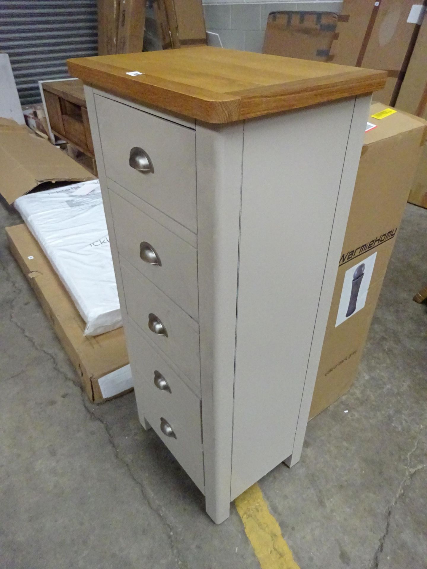 RRP £349. 99 - Lille 5 Drawer 50Cm W Solid Wood Tallboy (FRAME SLIGHLY LOOSE) COLLECTION OR LOCAL - Image 5 of 5