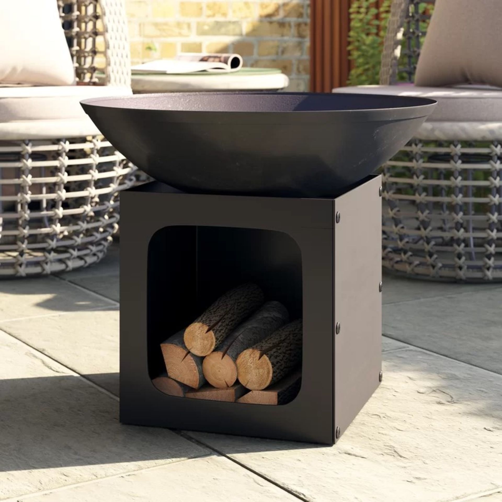 RRP £145.99 - Isla 47.5Cm H x 56Cm W Steel Outdoor Fire Pit