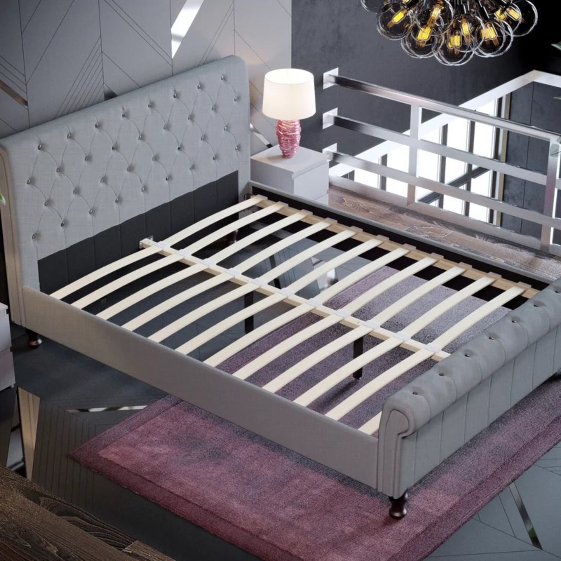 RRP £299.99 - 5FT Kingsize Unger Upholstered Bed Frame. COLLECTION OR LOCAL DELIVERY ONLY WITHIN 1 - Image 3 of 3