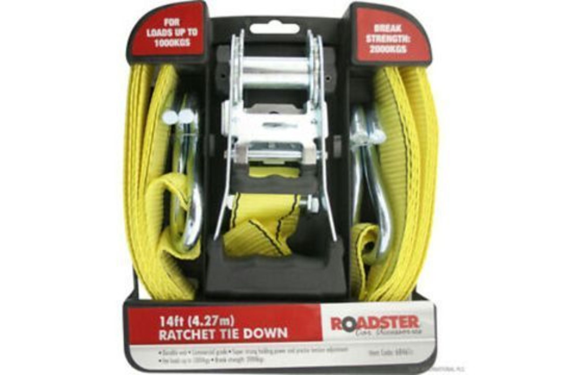 New Roadster 2 Pack Of 14ft Ratchet Tie Down Up To 1000kg