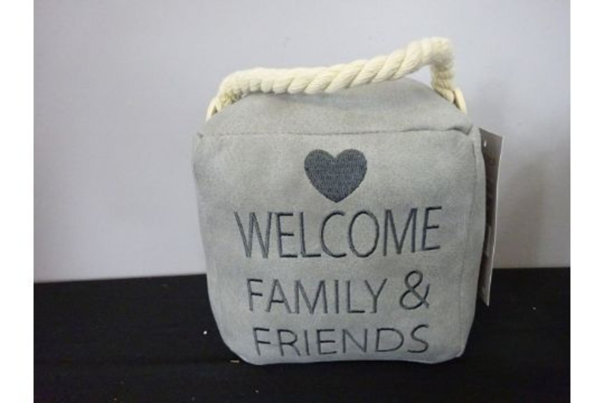 New Grey Welcome Family & Friends Doorstop