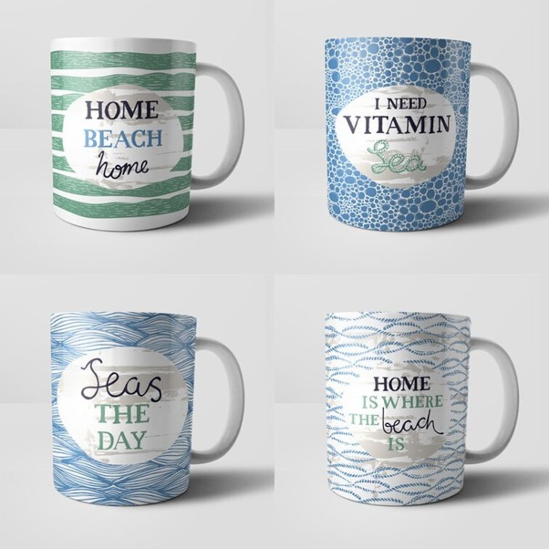 RRP £34.99 - Vitamin Sea Mugs Set of 4 by Vicky Yorke Designs