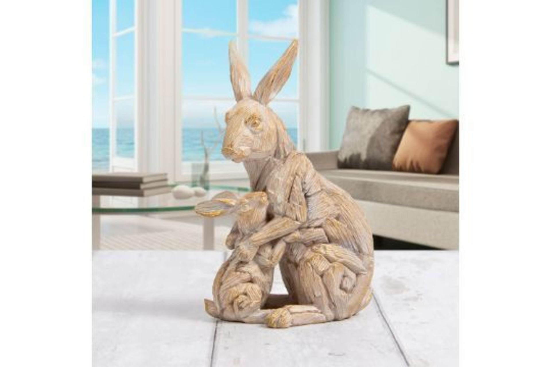 New Driftwood Hare With Baby Figure