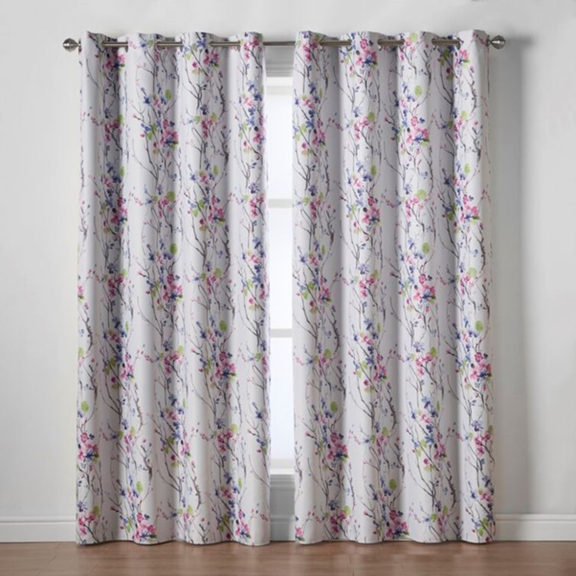 RRP £71.99 - Salters Sakura Eyelet Room Darkening Curtains (Set of 2)