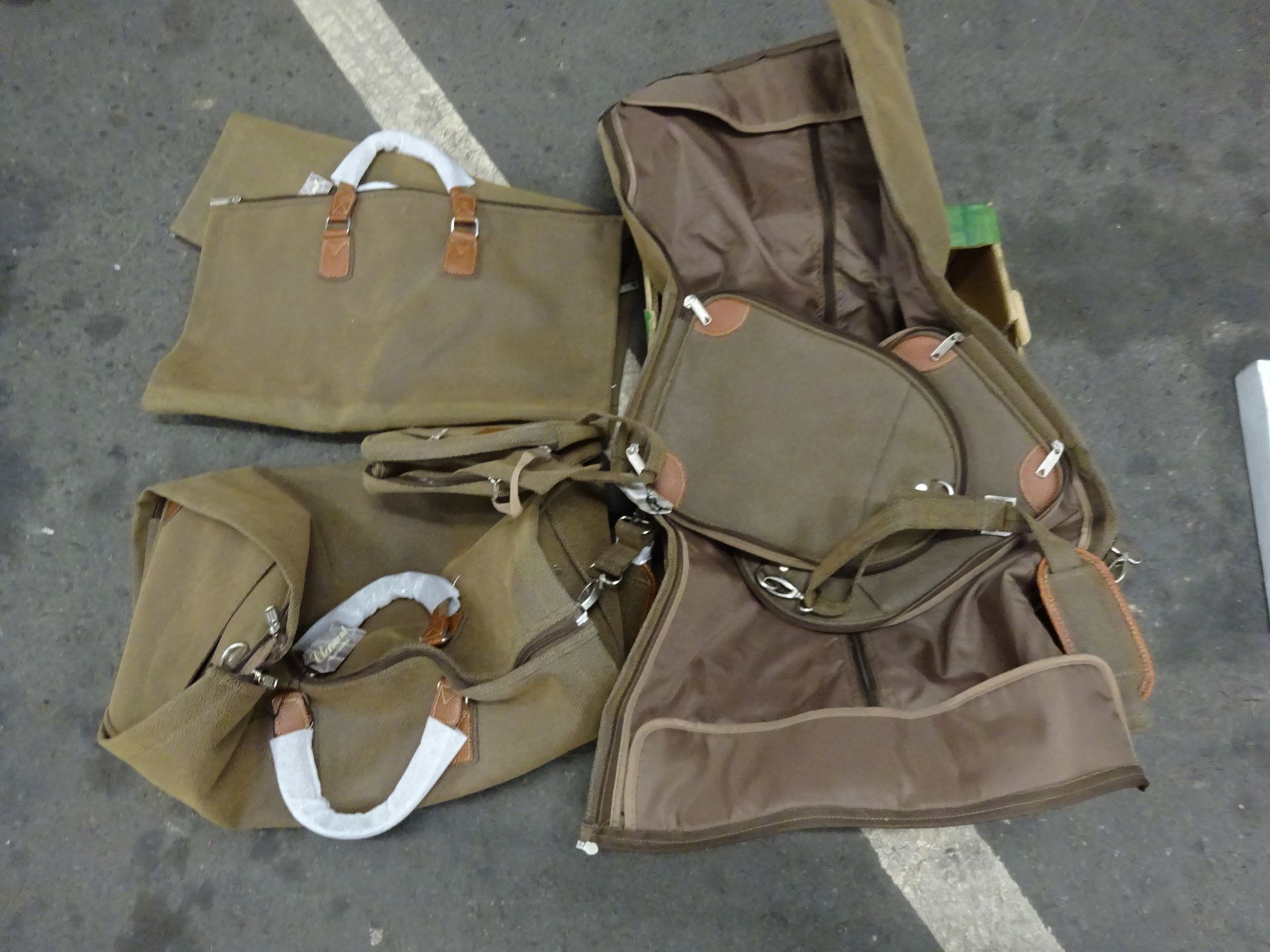 3 NEW BROWN LEATHER SUIT BAGS