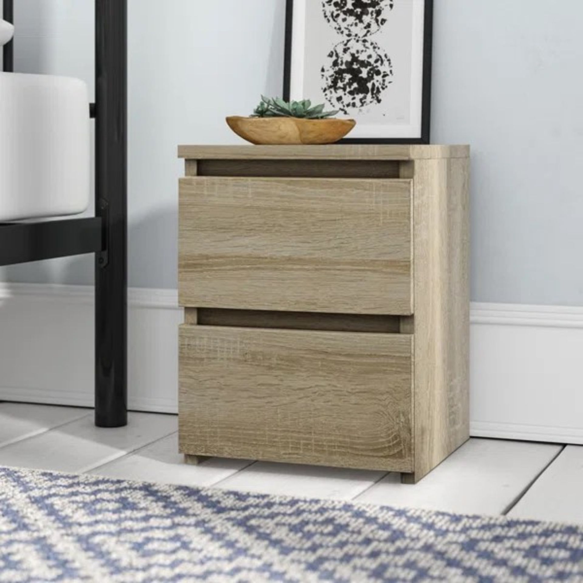 RRP £99.99 - Delancey 2 Drawer Bedside Table - oak sonoma