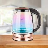 RRP £39.99 - Colour-Changing Rainbow-Effect 1.7L Glass Electric Kettle