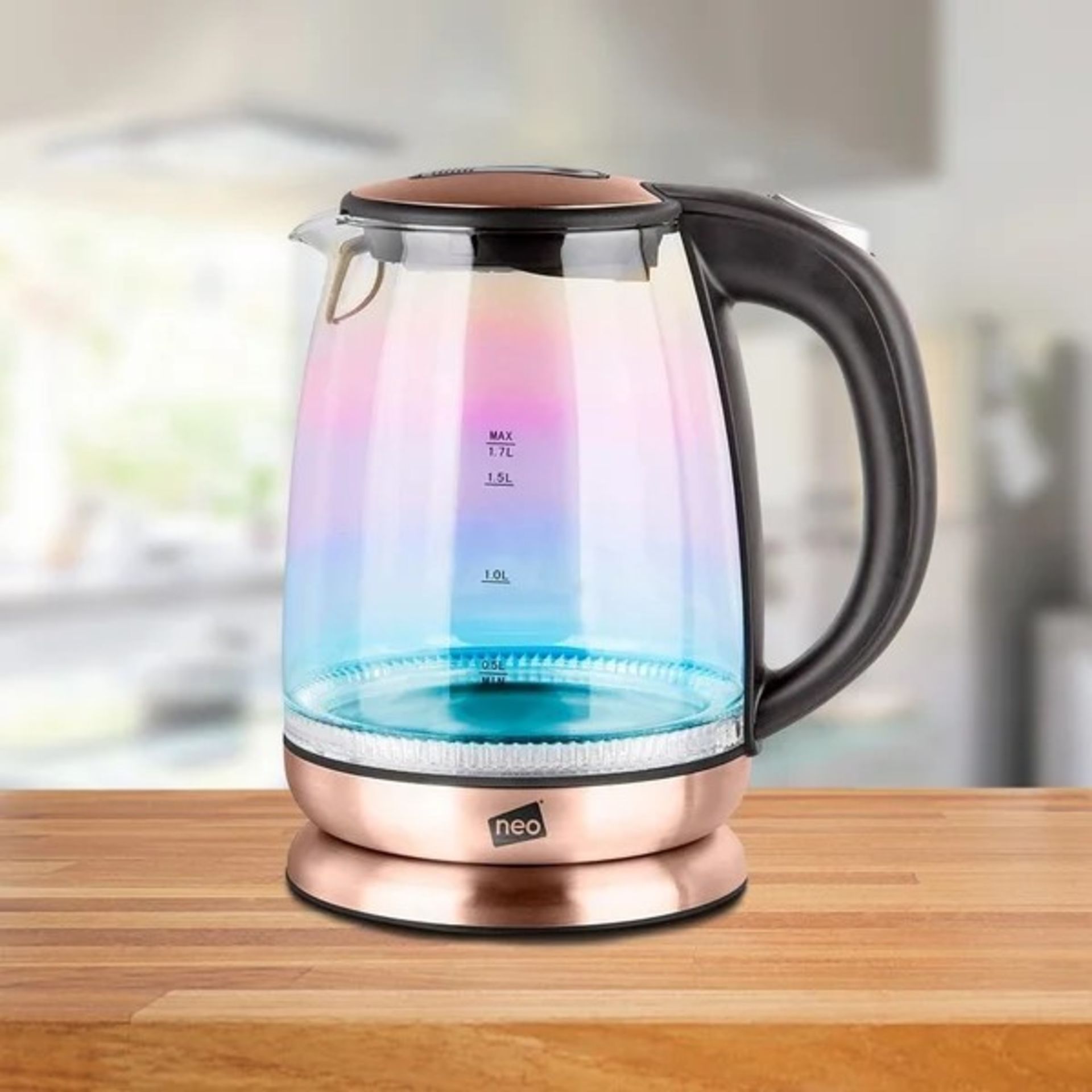 RRP £39.99 - Colour-Changing Rainbow-Effect 1.7L Glass Electric Kettle