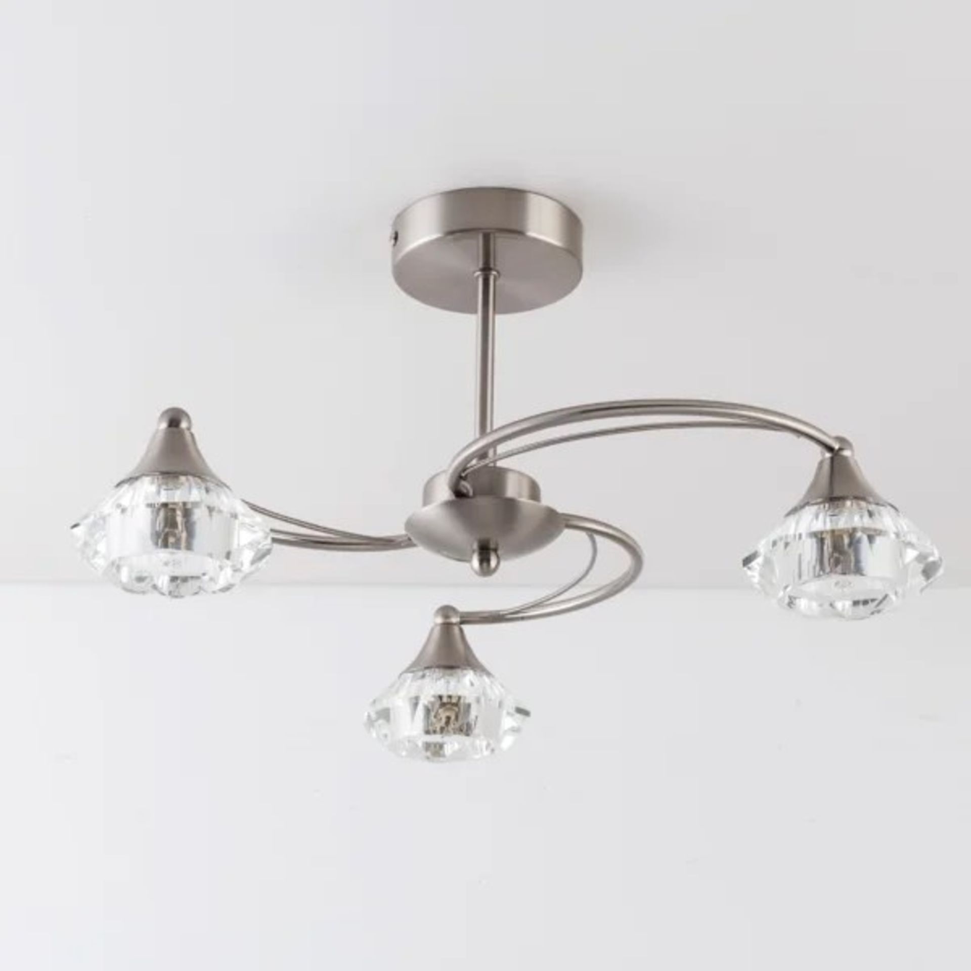 RRP £139.99 - Aldiana 3 -Light 46cm Semi Flush Mount - satin nickle - Image 2 of 2