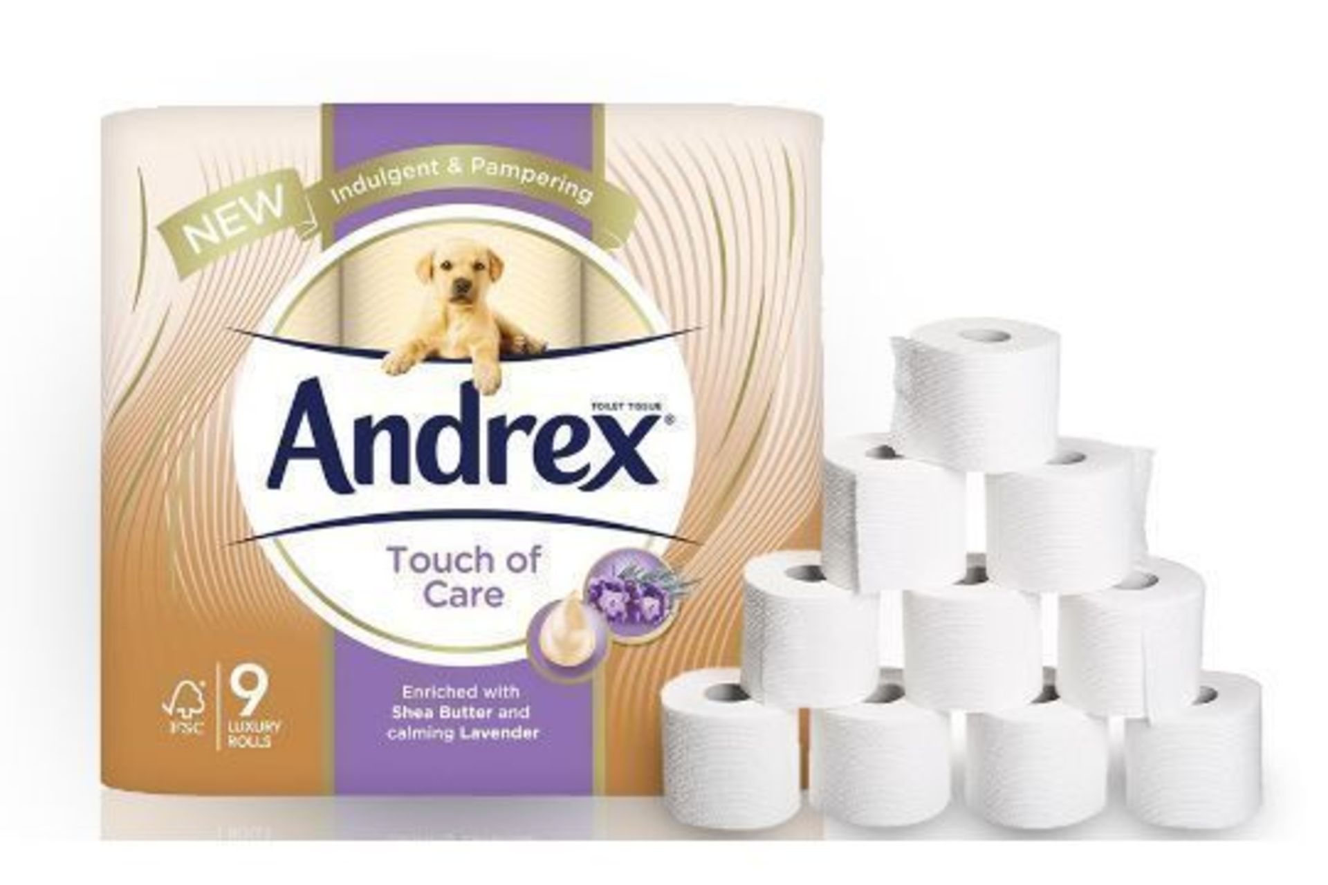 x9 Rolls of Andrex Touch Of Care Toilet Roll