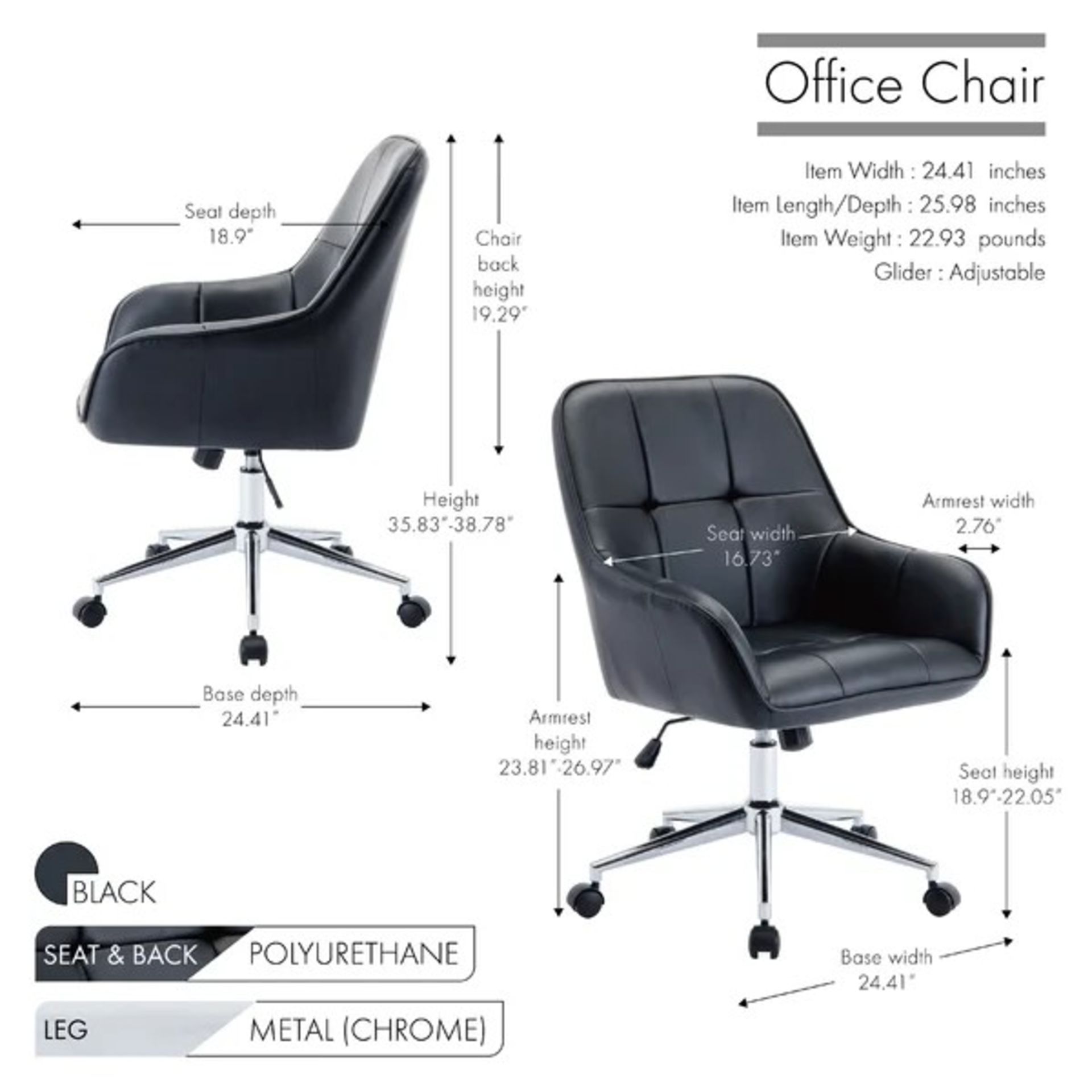 RRP £127.99 - Dahmen Desk Chair - Image 2 of 2