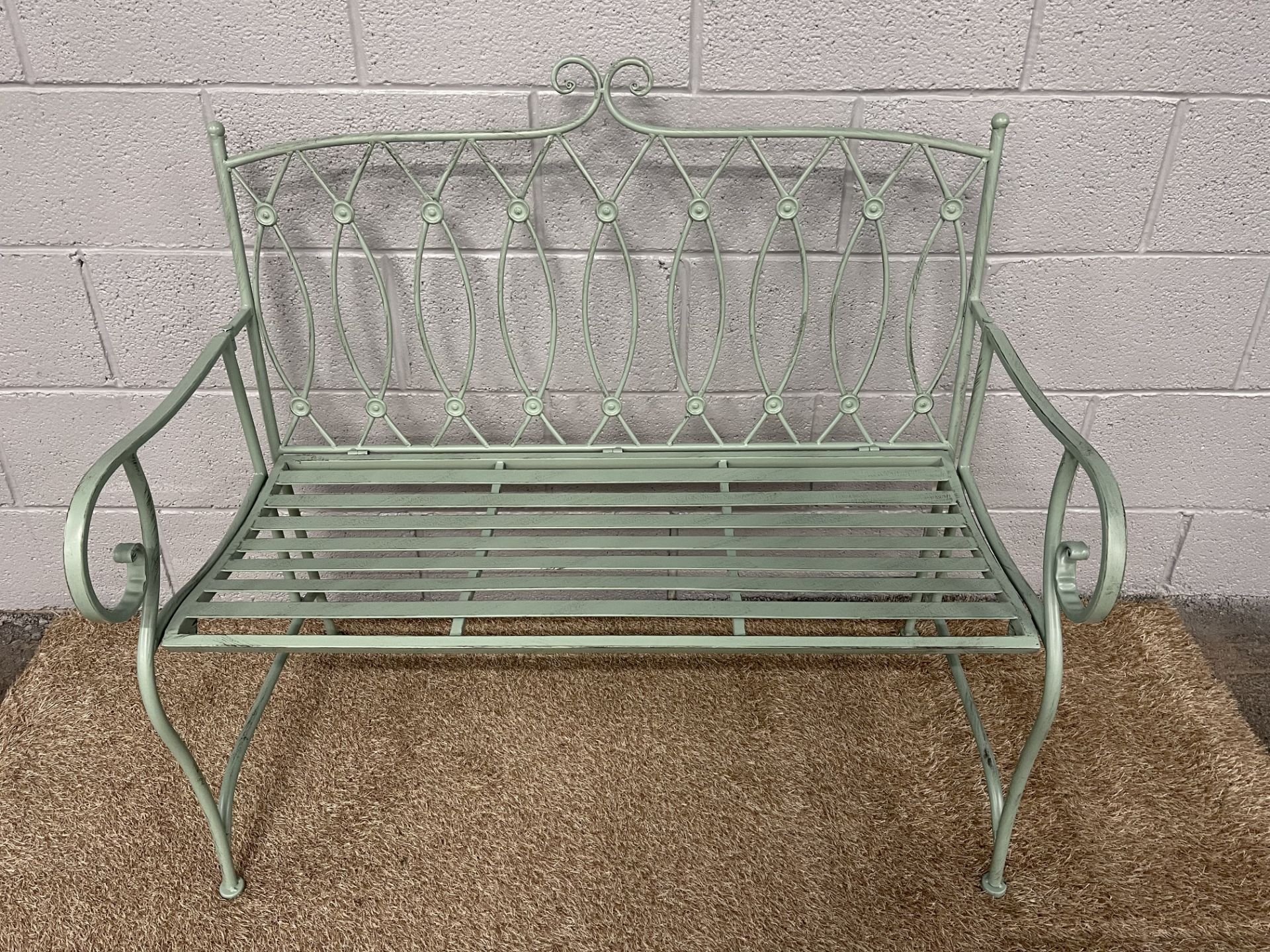 NEW 105CM BLUE METAL BUTTON2 SEATER BENCH