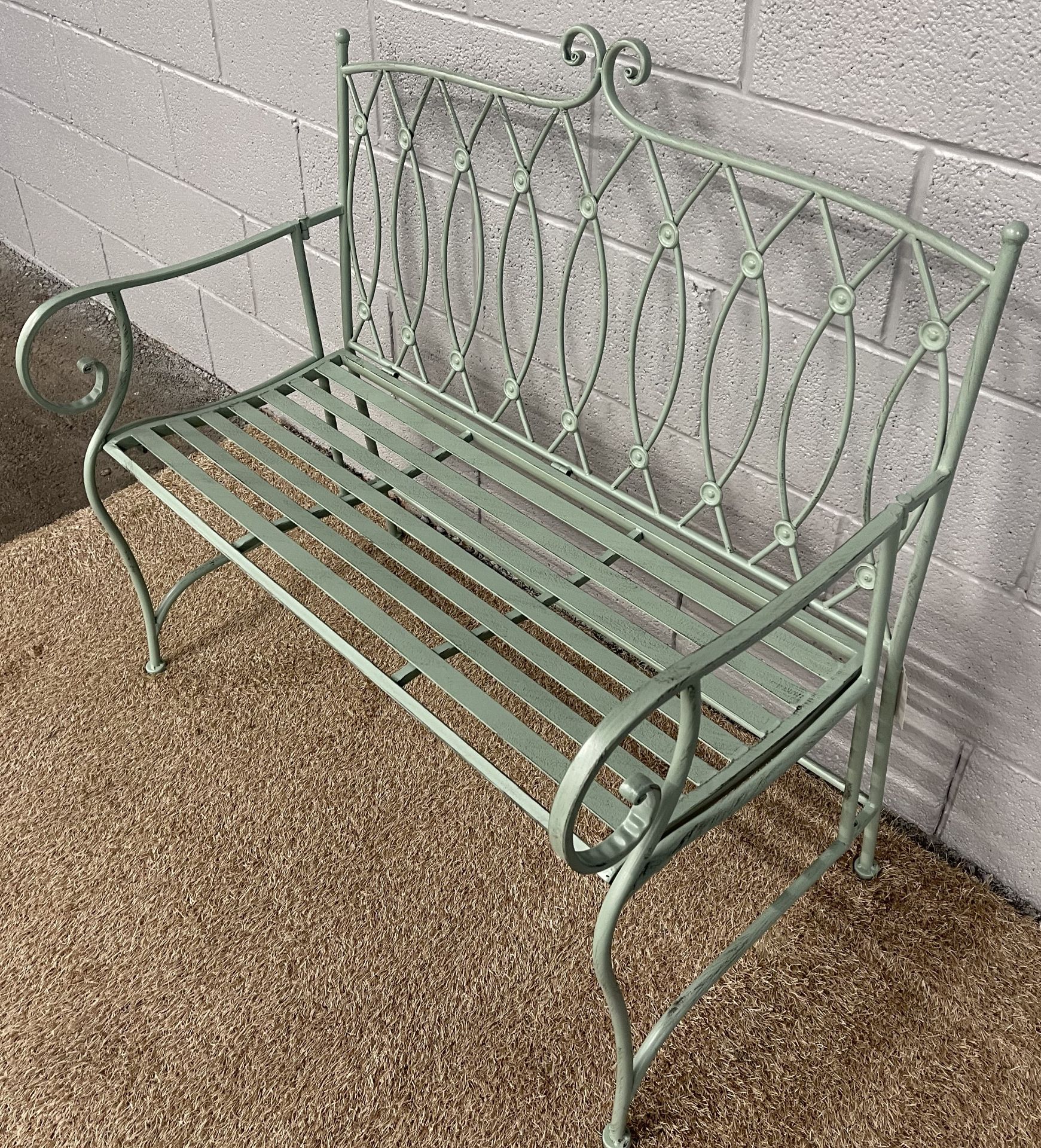 NEW 105CM BLUE METAL BUTTON2 SEATER BENCH - Image 2 of 2