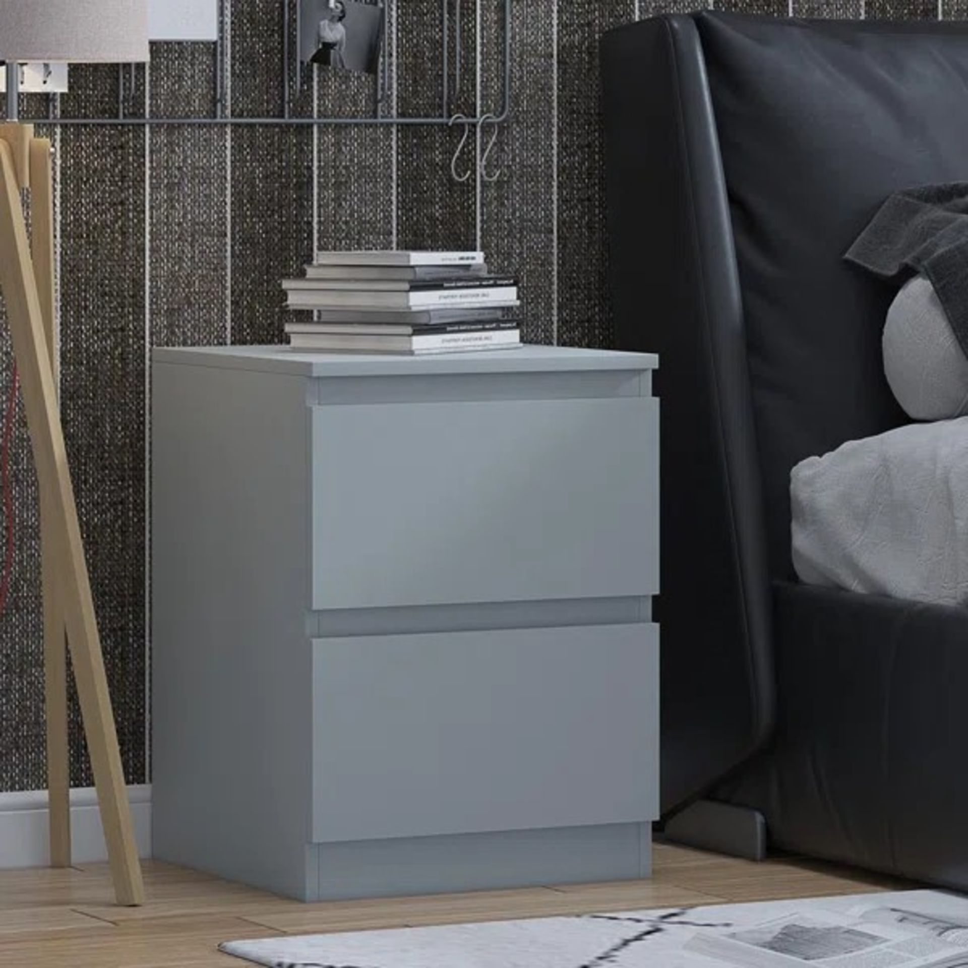 RRP £59.99 - Francine 2 Drawer Bedside Table - grey