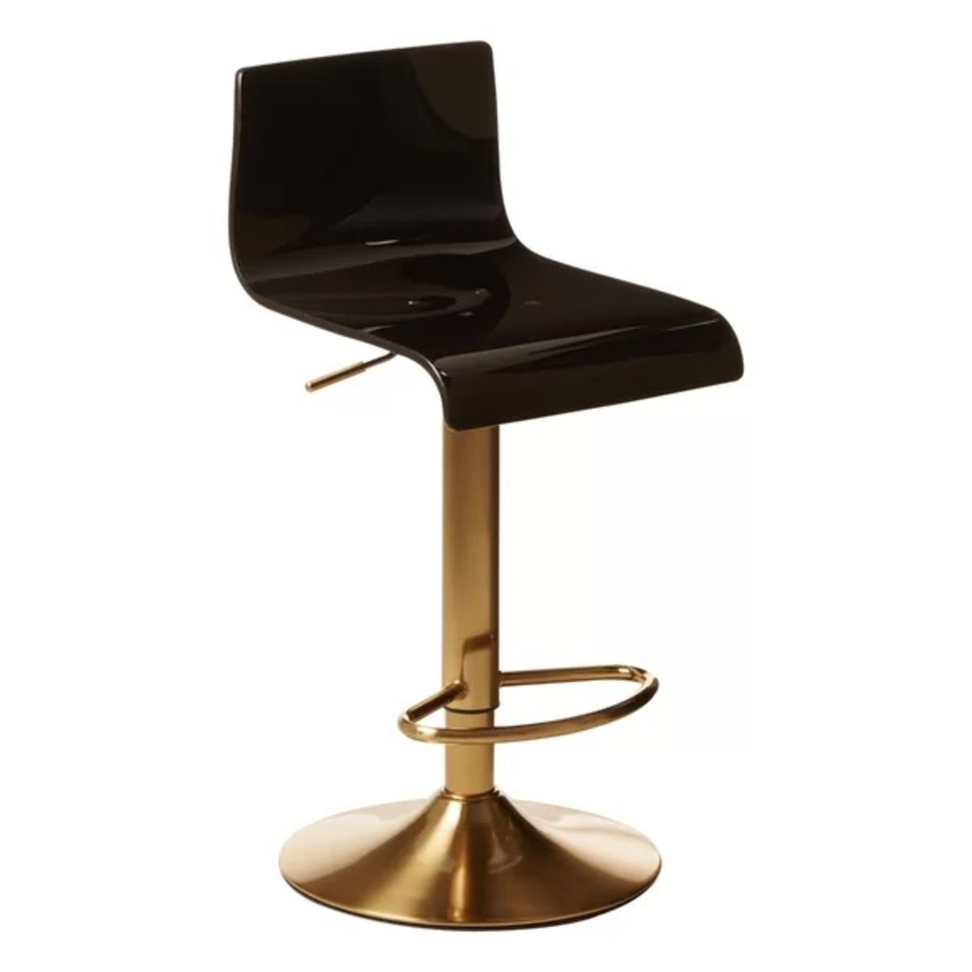 RRP £146.99 - Tricia Height Adjustable Swivel Bar Stool - gold base /black seat