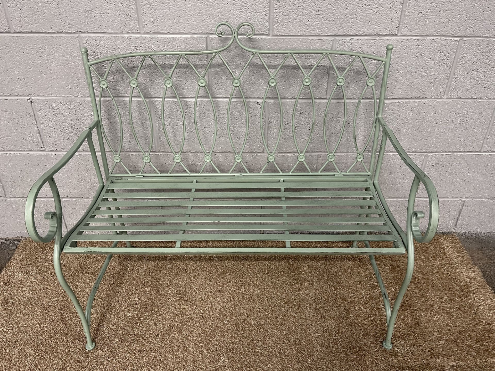 New 105cm Blue Metal Button2 Seater Bench