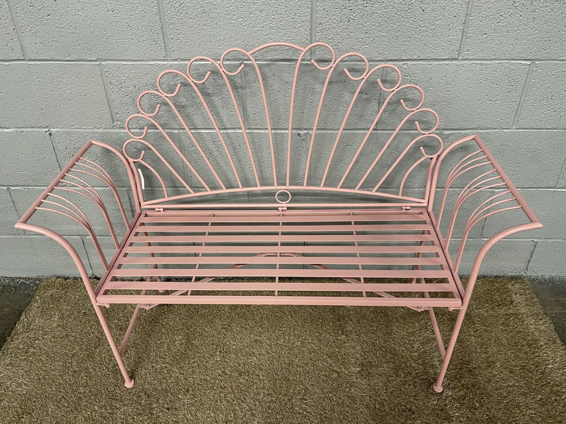 New 125cm Pink Metal 2 Seater Bench