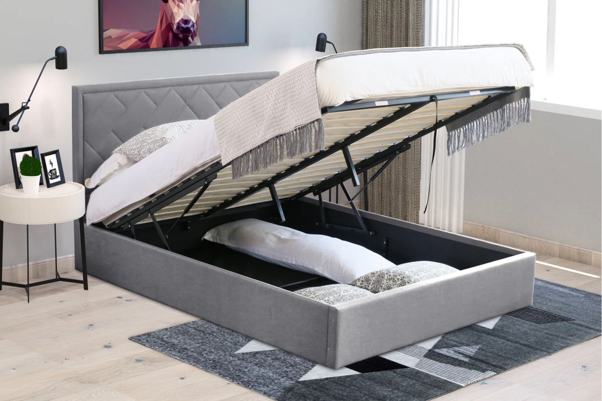RRP £439.99 - Ellisen UK King - Upholstered Ottoman Bed COLLECTION OR LOCAL DELIVERY ONLY WITHIN 10 - Image 2 of 2