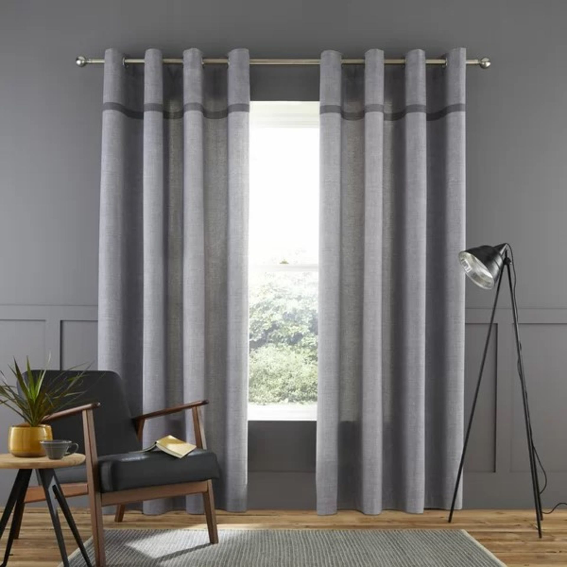 RRP £39.99 - Melville Eyelet Curtains - 168 W x 183 D cm, Colour: Grey