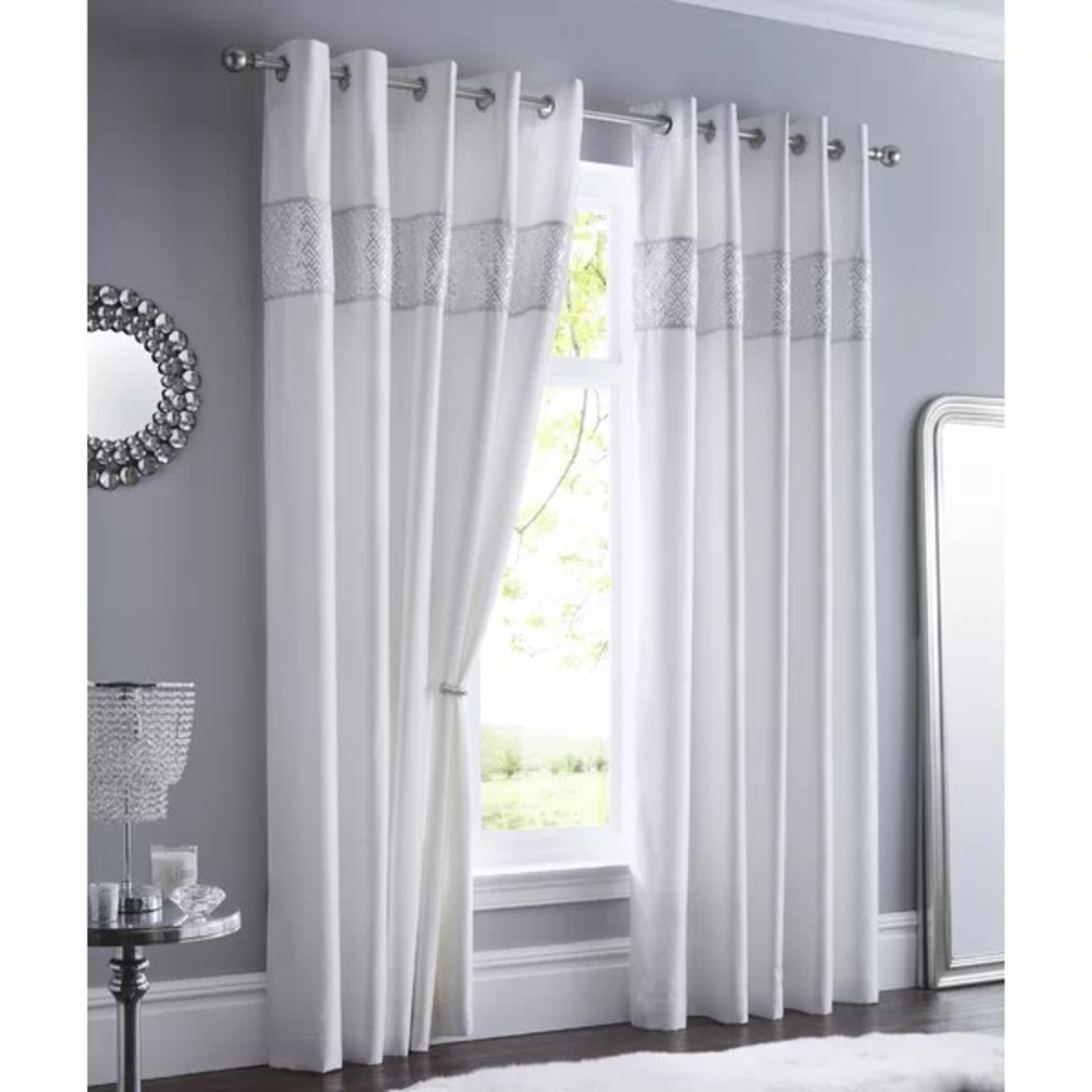 RRP £ 54.24 - Willa Eyelet Room Darkening Curtains - White - 168 x 137cm